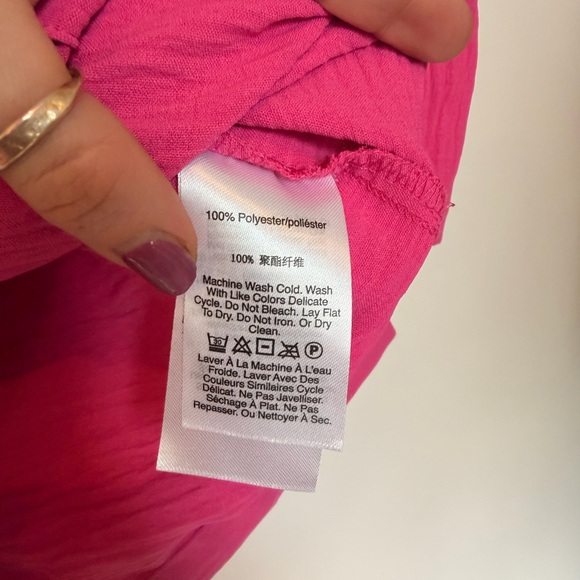 DKNY Women's Short Sleeve Boxy Top in Bright Pink - Picture 3 of 4